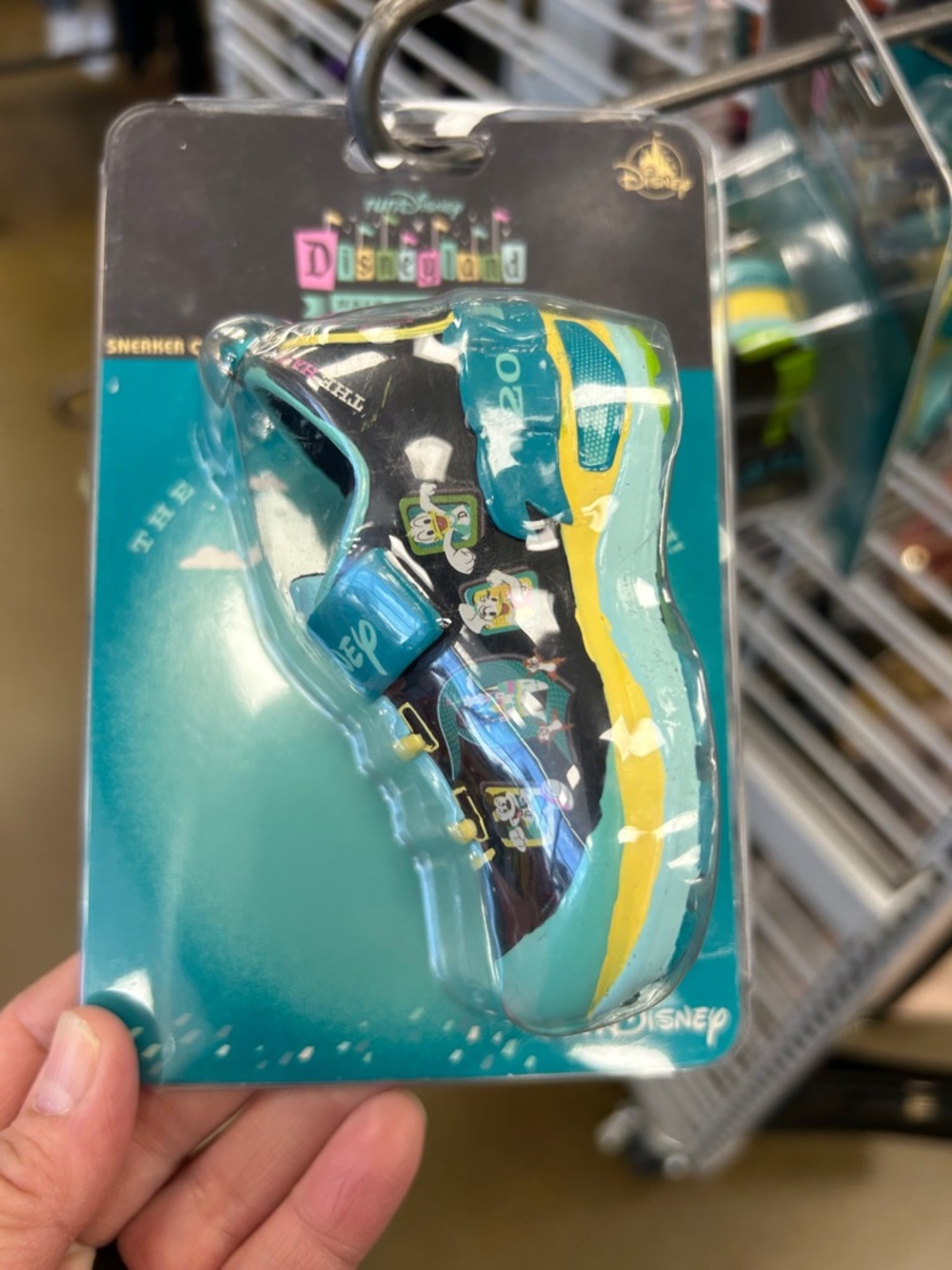 Disney Half Marathon Ornament souvenir Teal, Yellow & Black Character Sneaker